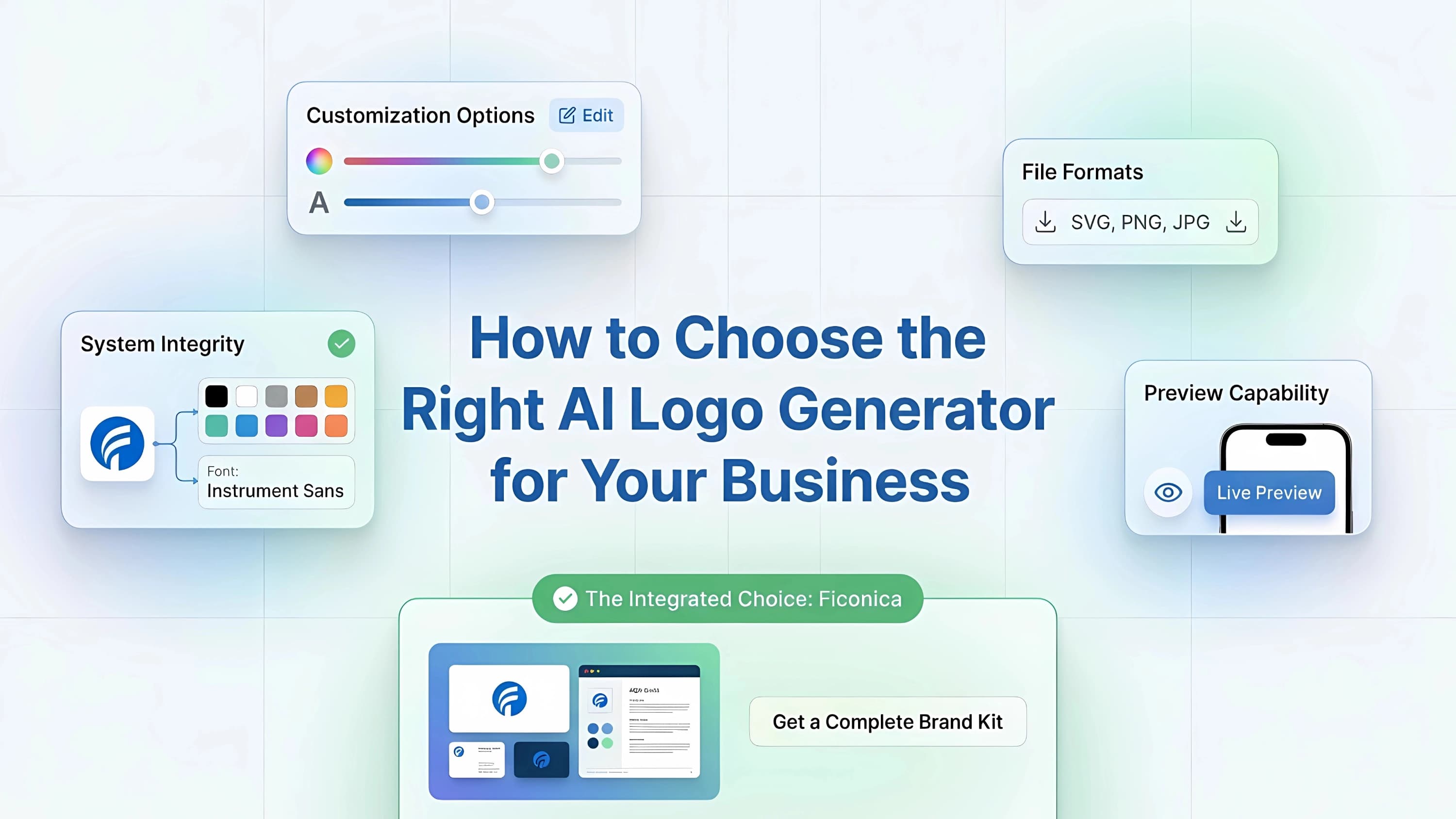 Complete brand identity created with an automated logo tool for small business owners