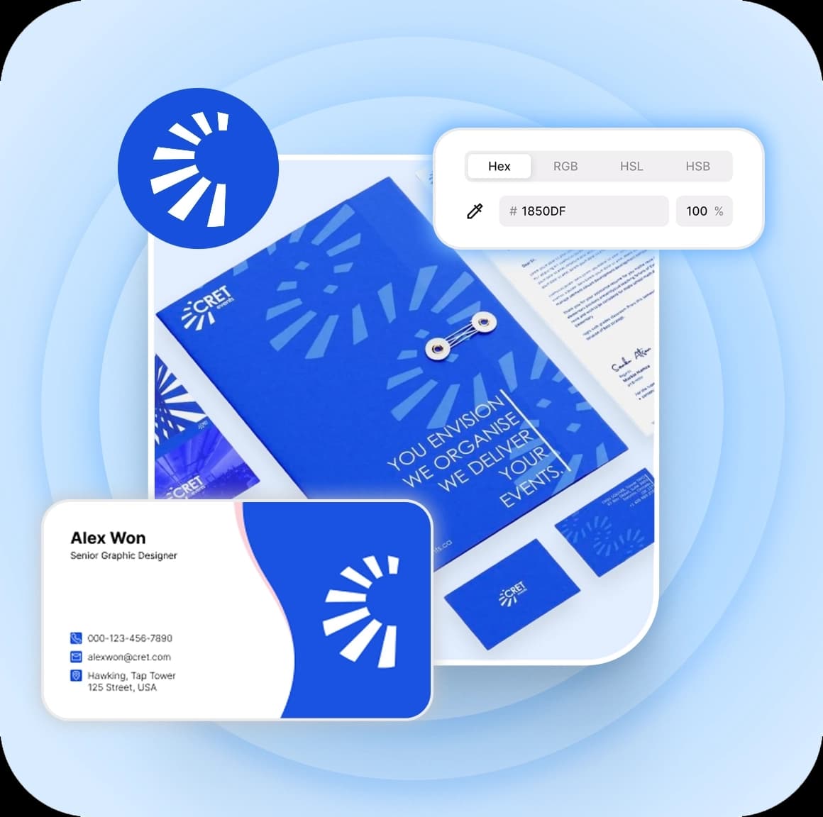 AI brand identity design tool interface for creating complete brand kits