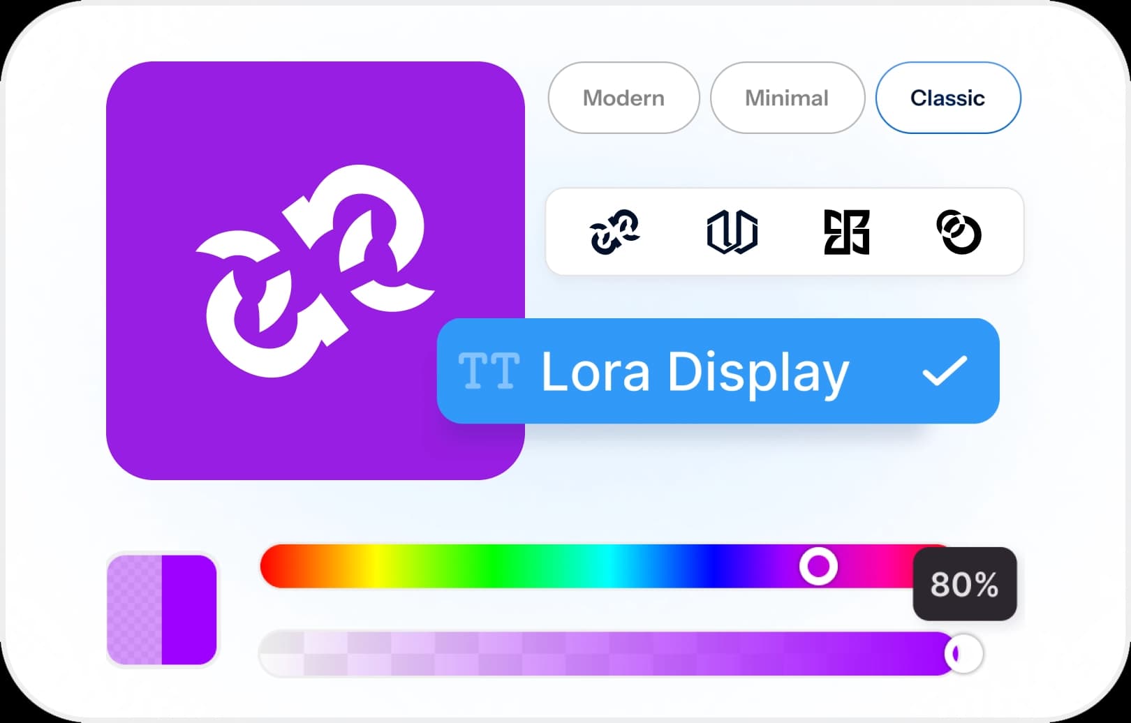 AI brand kit including logo, colors and typography for small business