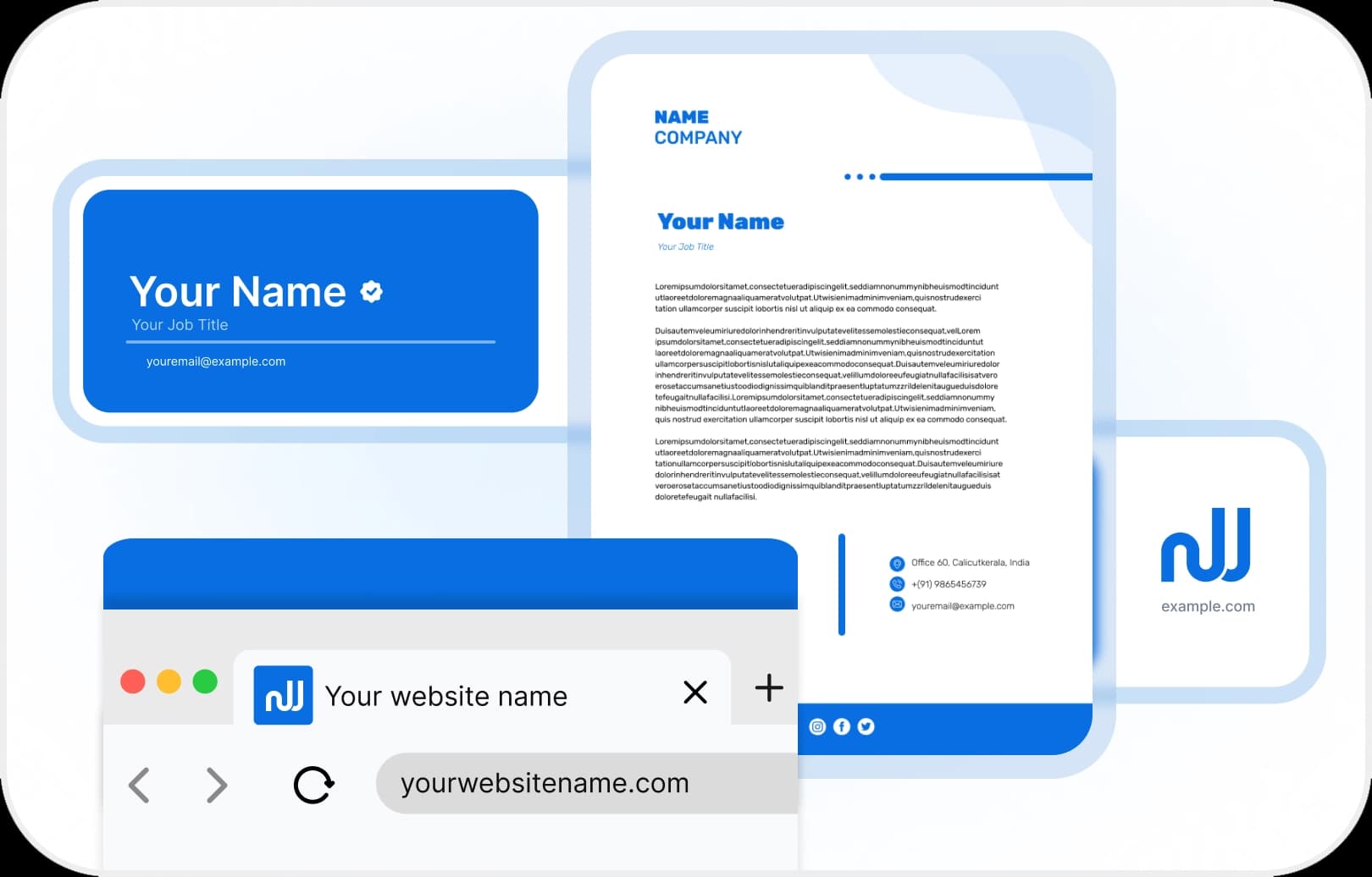 AI brand kit preview across social media and marketing platforms