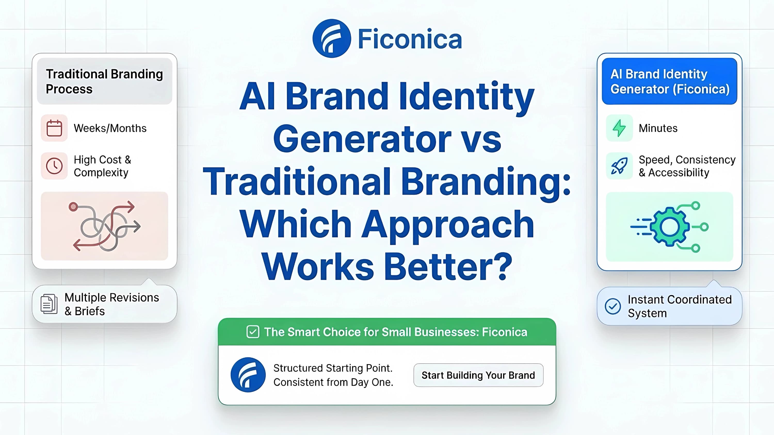 Small business comparing AI branding tools with traditional design process