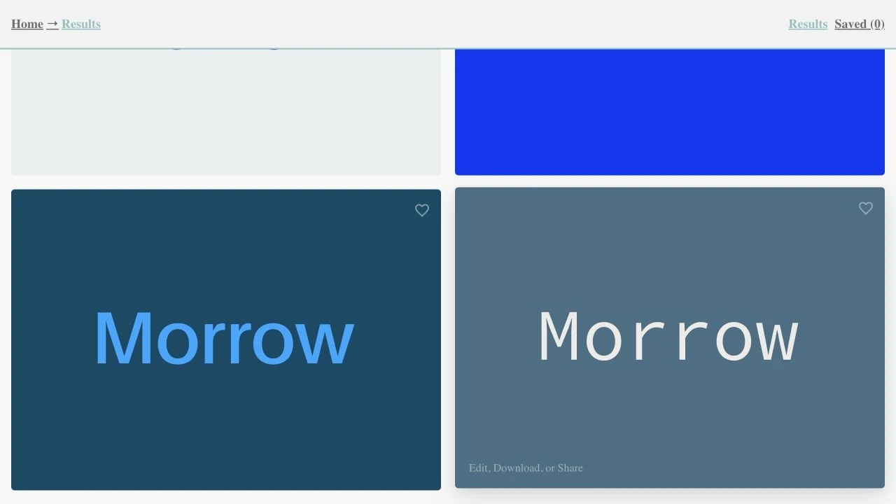Actual Namecheap results for the fictional Morrow coffee business, showing wordmark previews.